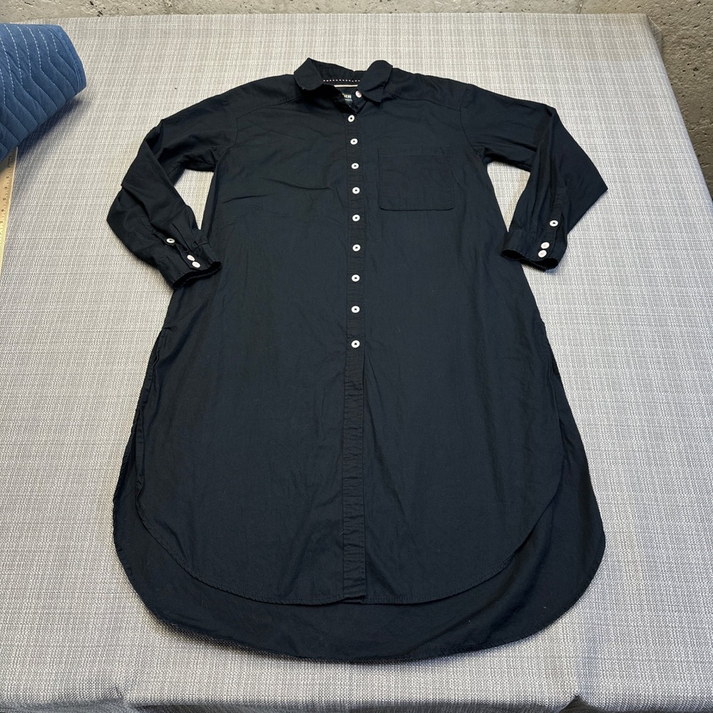 Maeve Anthropologie Shirt Dress XS Black Long Sleeve Button Front‎ Minimalist